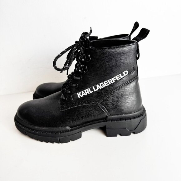 Karl Lagerfeld Paris Men's Boots Logo Leather Pebble Grained size 8.5 - Picture 3 of 7